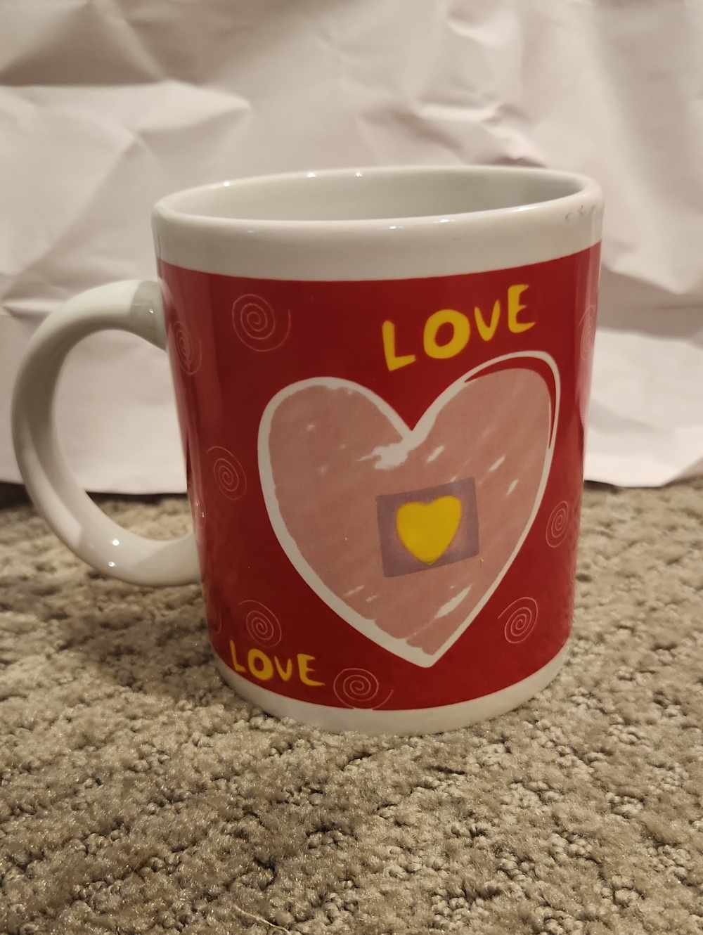 Vintage Red Love Heart Ceramic Coffee Mug by Allied Design